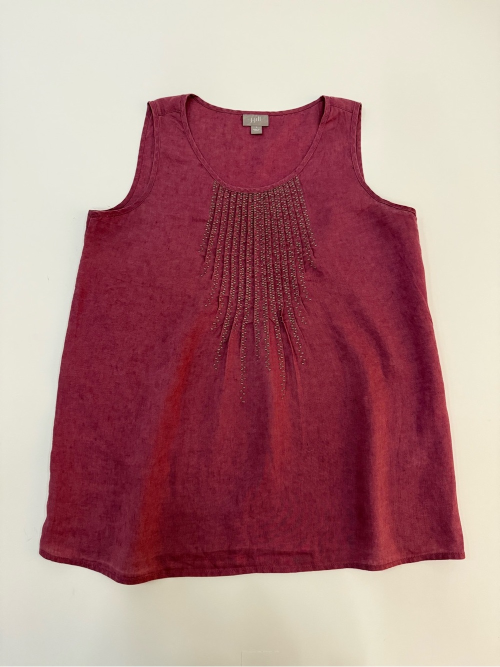 J. Jill Embroidered Pleat Front Tank - Wine